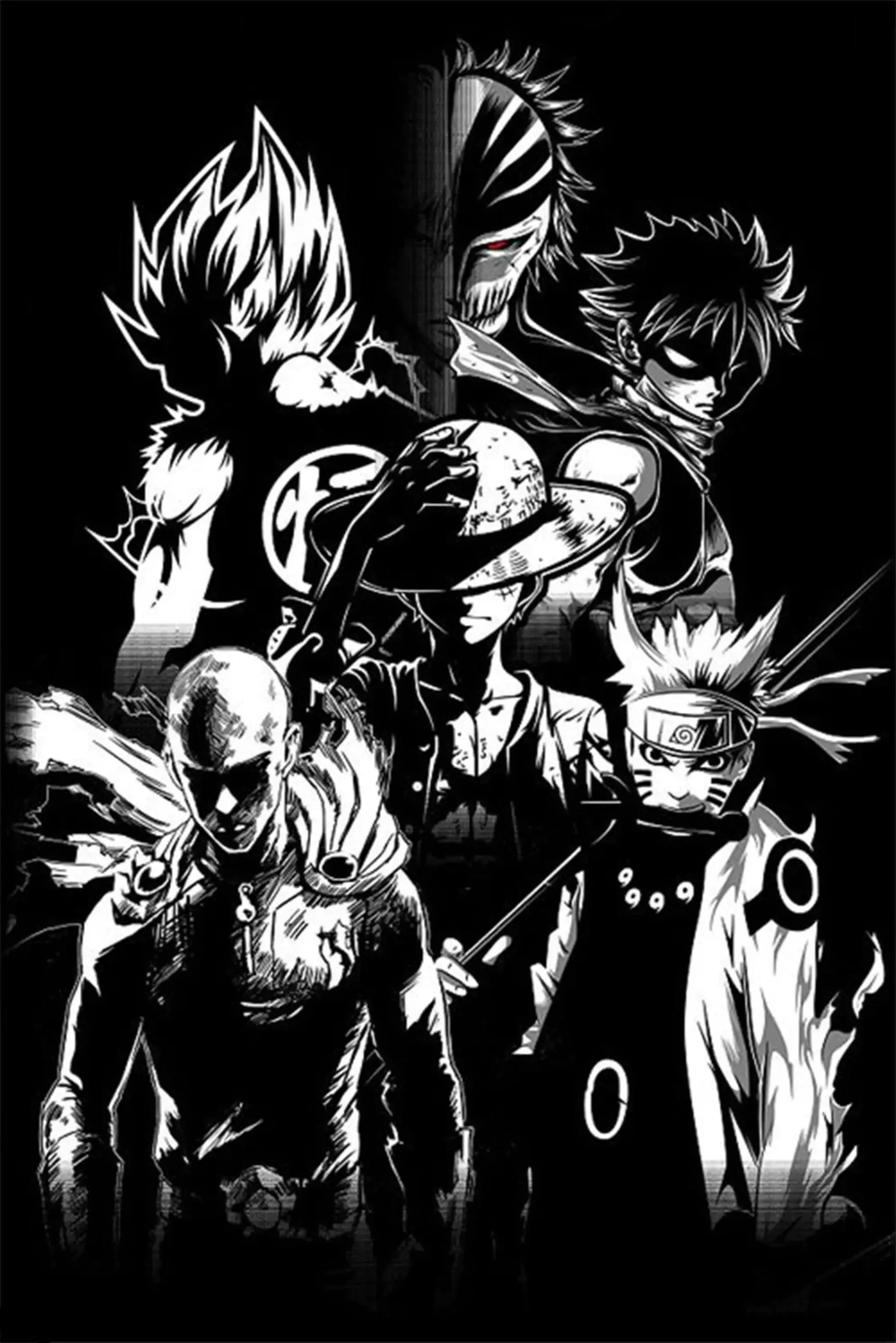 All Anime characters in black and white colour